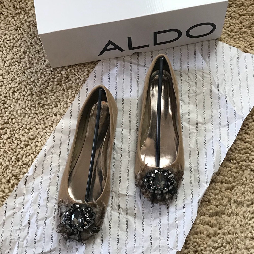 ALDO ballet flat with jewel and feather detail